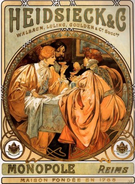  Alphonse Canvas - Heidsieck and Co 1901 Czech Art Nouveau distinct Alphonse Mucha
